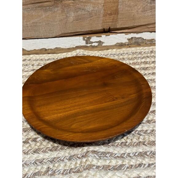 Vintage Solid Wood Plate Platter Tray Round Lazy Susan Serving Decor - Picture 5 of 6